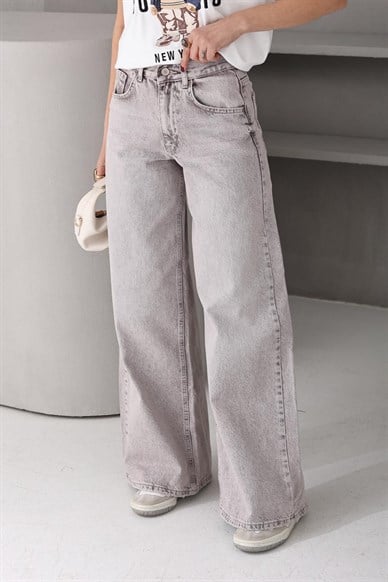 Yıkamalı Gri Palazzo Jean (3096)