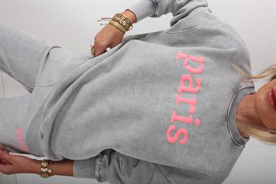 Yıkamalı Paris Baskılı Eşofman Takımı