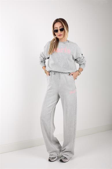 Yıkamalı Paris Baskılı Eşofman Takımı