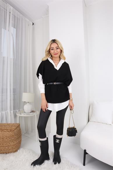 Yırtmaçlı Tek Cepli Ekru Oversize Gömlek