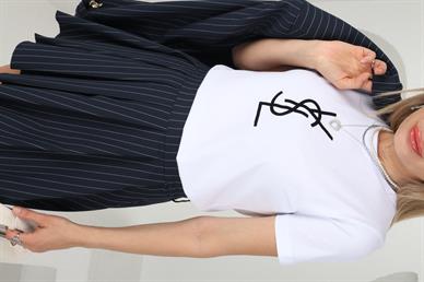Ysl Baskıılı Ekru Basic Tshirt