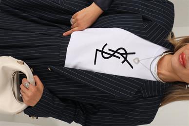 Ysl Baskıılı Ekru Basic Tshirt