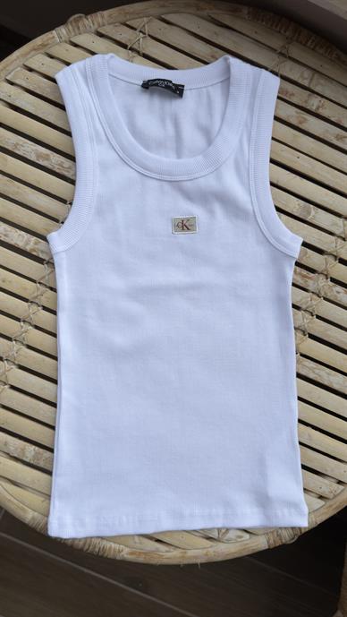 Yüzücü Kol Küçük Nakışlı Beyaz Atlet