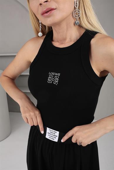 Yüzücü Kol Siyah Loewe Taş İşli Atlet