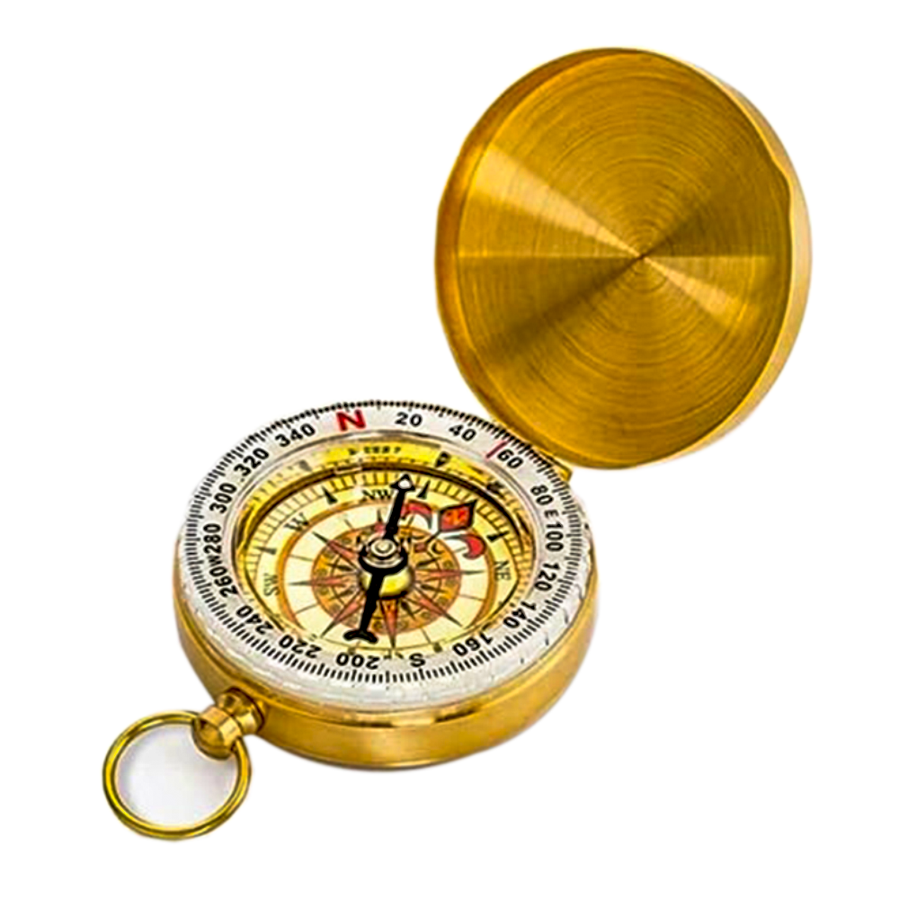 ASKERİ PUSULA Yuvarlak Sarı Metal Kasa Su Geçirmez Fosforlu Dayanıklı Pusula 