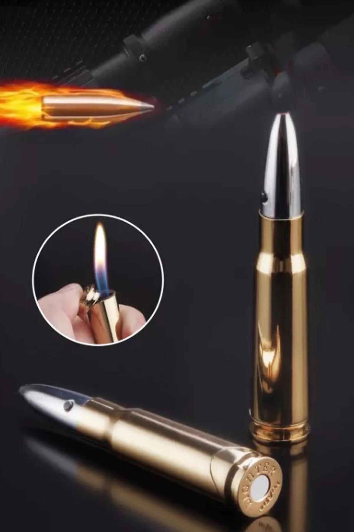 Mermi Tasarımında Lazer Işıklı Dekoratif Masaüstü Gazlı Çakmak