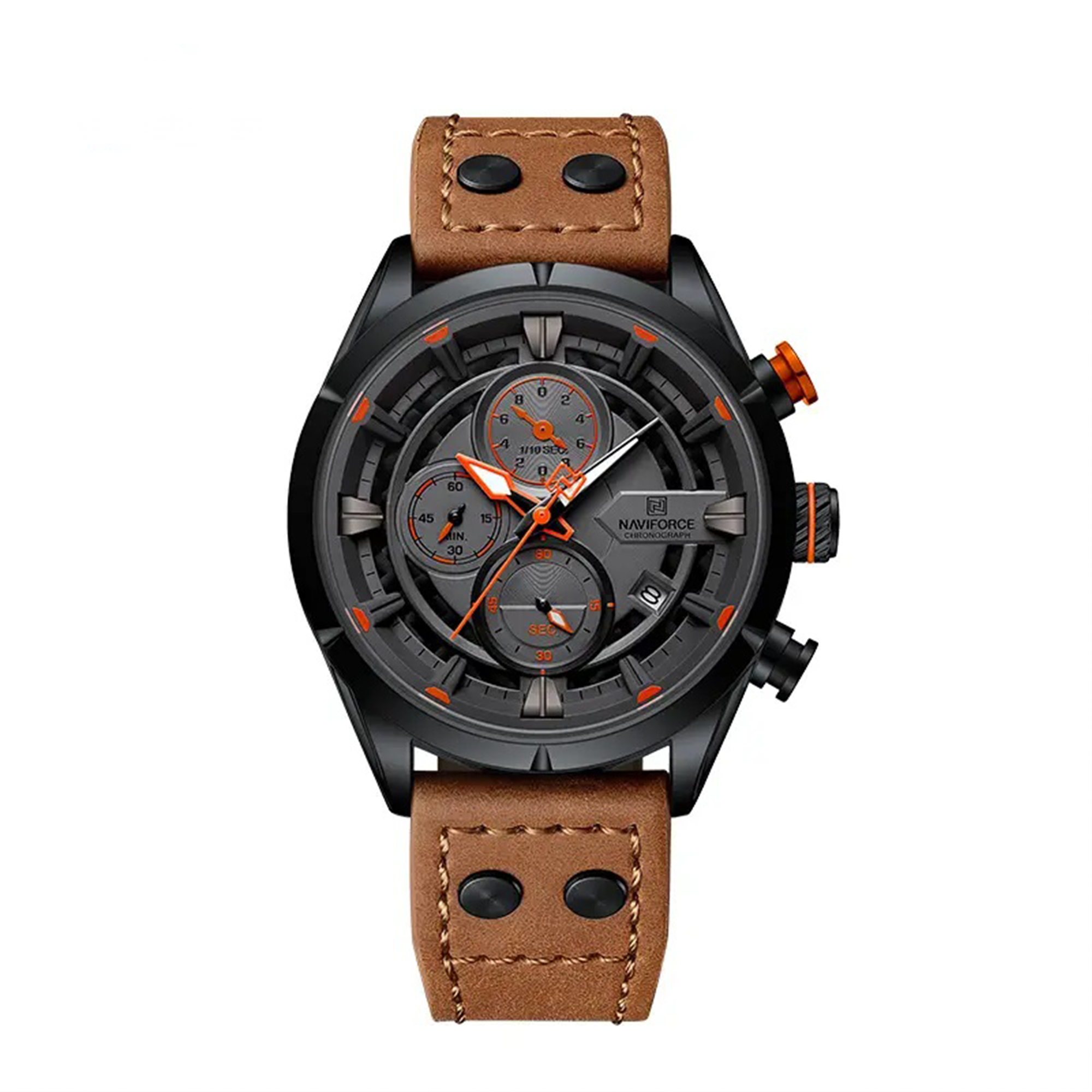 SAATNaviforce NF8045 Vintage Spor Trend Karbon Fiber Hakiki Deri Erkek Kol Saati