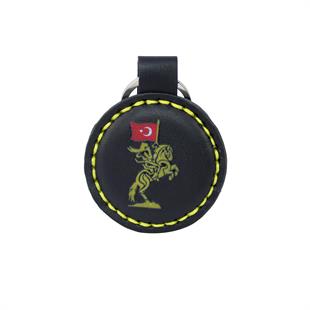 JÖAK ATLI LOGOLU YUVARLAK DERİ ANAHTARLIK 