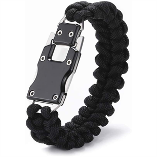 JÖAK PARACORD BİLEKLİK Paslanmaz Çelik Bıçaklı  - SİYAH