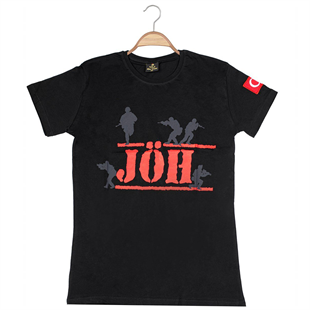  Unisex JÖH Baskılı Tshirt - Siyah