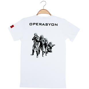  Unisex JÖH Operasyon Tshirt - Beyaz