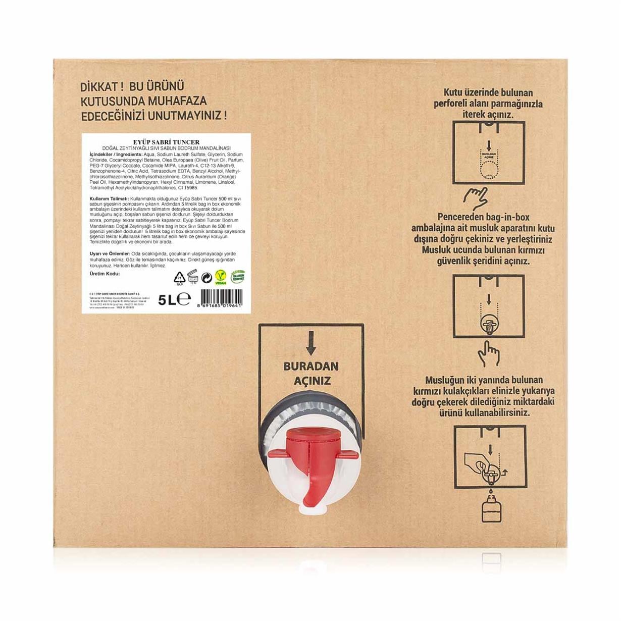Liquid Soap with Natural Olive Oil Bodrum Mandarin 5 Liter - Bag in Box