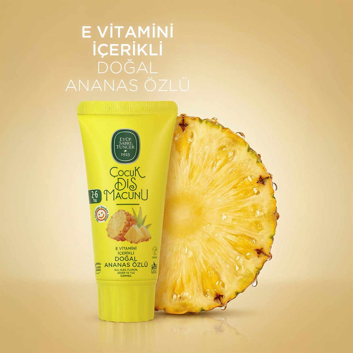 Doğal Ananas Özlü 2-6 Yaş Çocuk Diş Macunu 60 ml