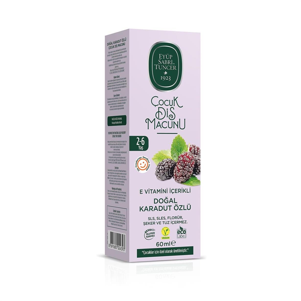 Doğal Karadut Özlü 2-6 Yaş Çocuk Diş Macunu 60 ml