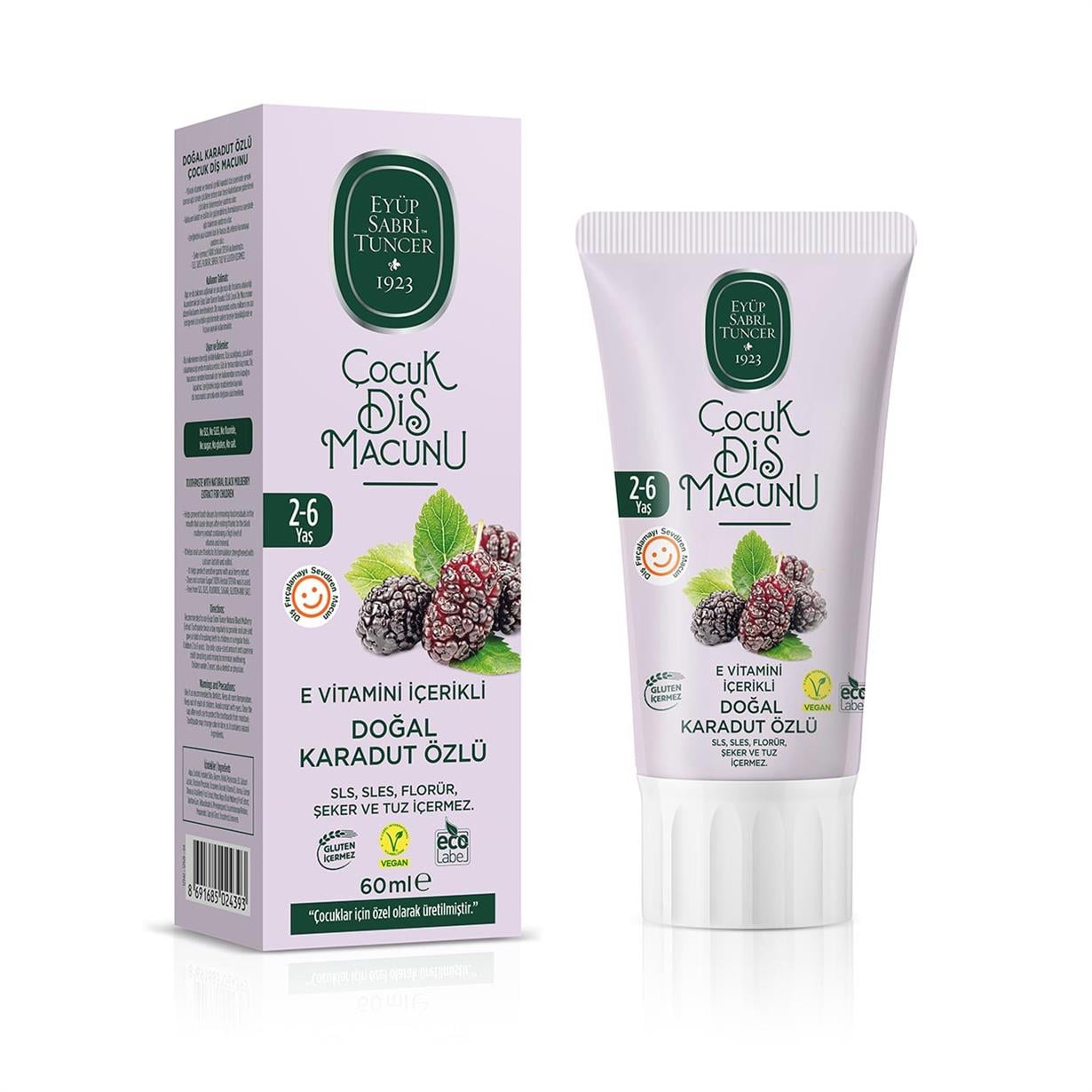Doğal Karadut Özlü 2-6 Yaş Çocuk Diş Macunu 60 ml
