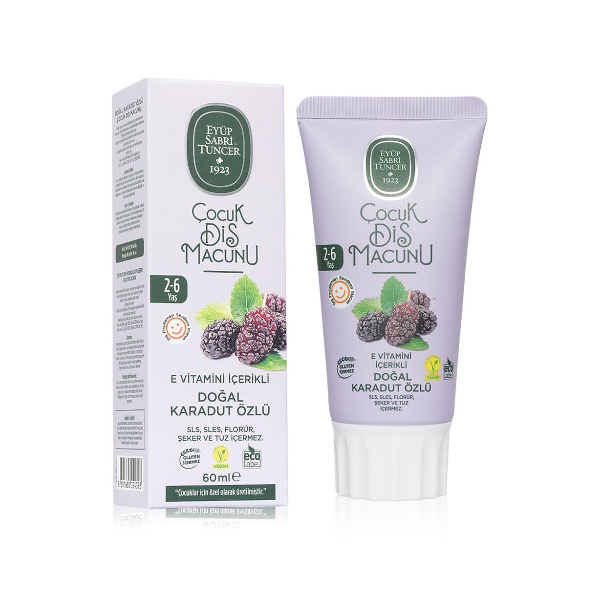 Doğal Karadut Özlü 2-6 Yaş Çocuk Diş Macunu 60 ml