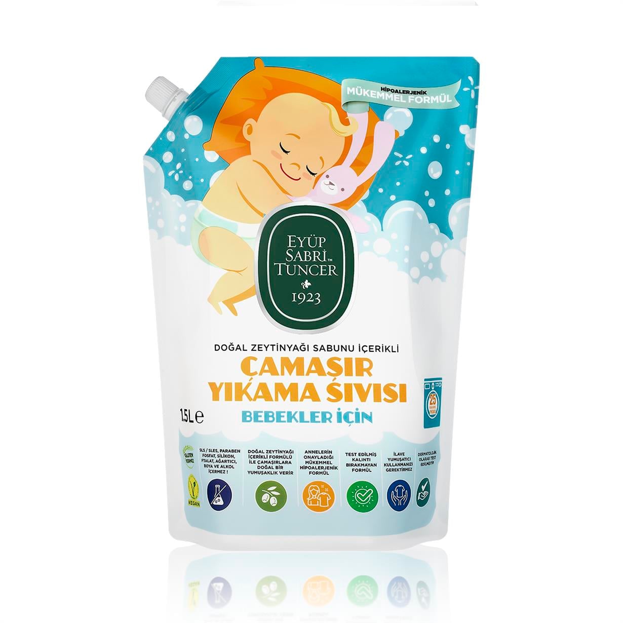 Doğal Zeytinyağlı Bebek Çamaşır Yıkama Sıvısı 1,5 lt 25 Yıkama