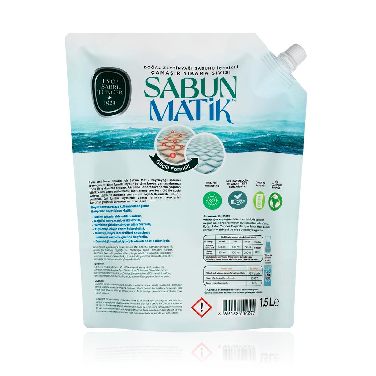 Doğal Zeytinyağlı Çamaşır Yıkama Sıvısı Beyazlar 1,5 lt 