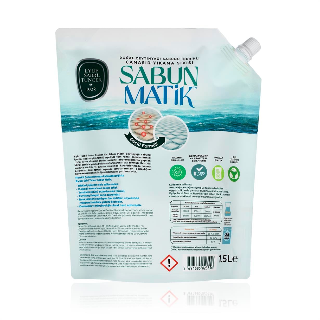 Doğal Zeytinyağlı Çamaşır Yıkama Sıvısı Renkliler 1,5 lt