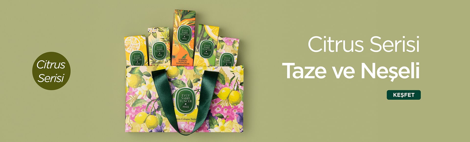 5'li 16 ml Kolonya - Citrus Serisi - Kurdeleli Hediye Çanta