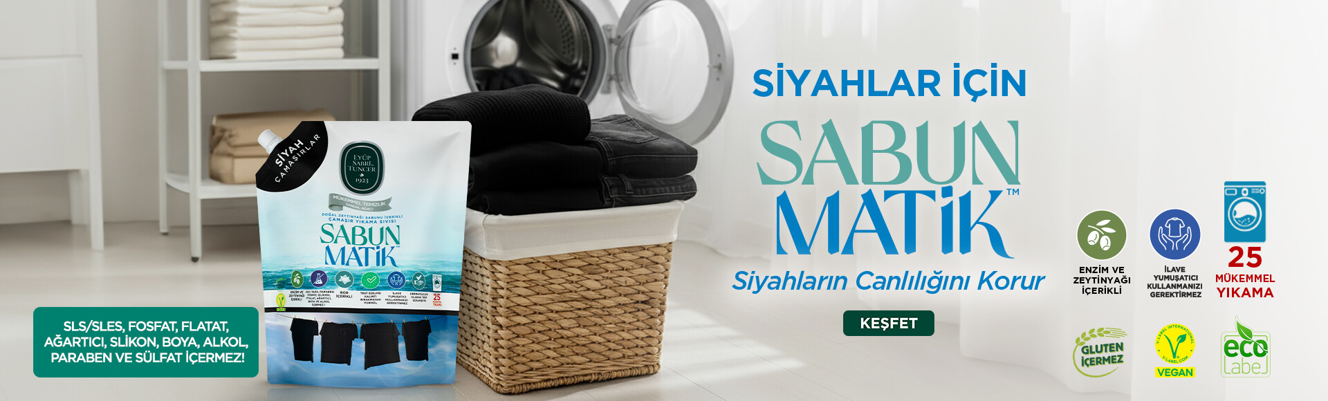 Doğal Zeytinyağlı Çamaşır Yıkama Sıvısı Siyahlar 1,5 lt