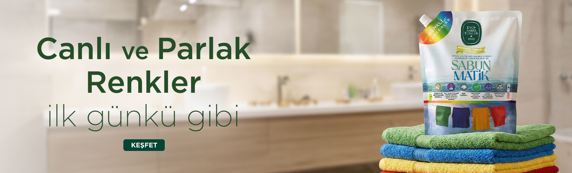 Doğal Zeytinyağlı Çamaşır Yıkama Sıvısı Renkliler 1,5 lt