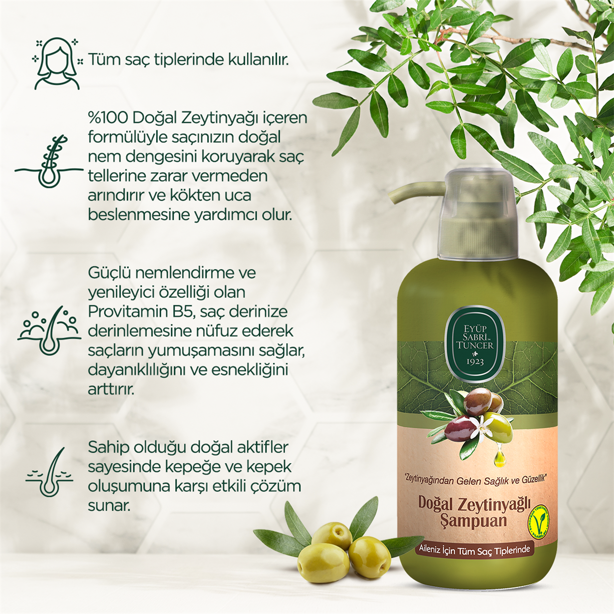 Doğal zeytinyağı Şampuan 600 ml | Eyüp Sabri Tuncer