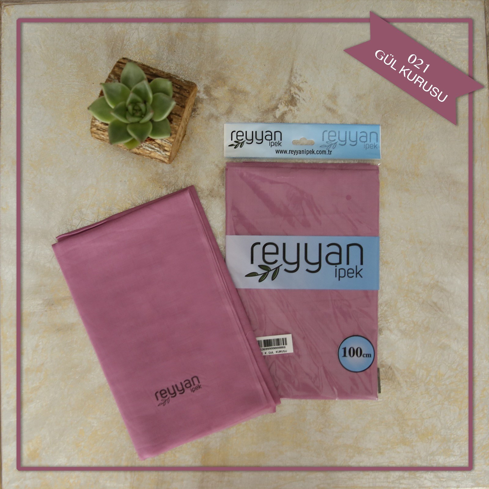 Reyyan Düz Renk Poşetli Yazma (Gül Kurusu)