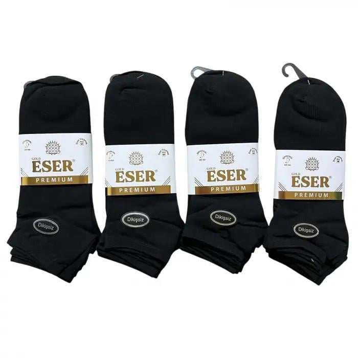 Eser Erkek Dikişsiz Patik Çorap 12li Paket Siyah (EÇ01-12)