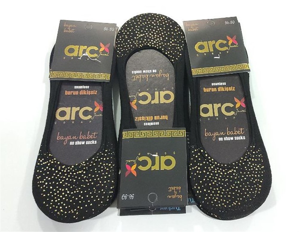 Arc Kadın Penye Babet Çorap 12'li Paket Simli(KC01-02