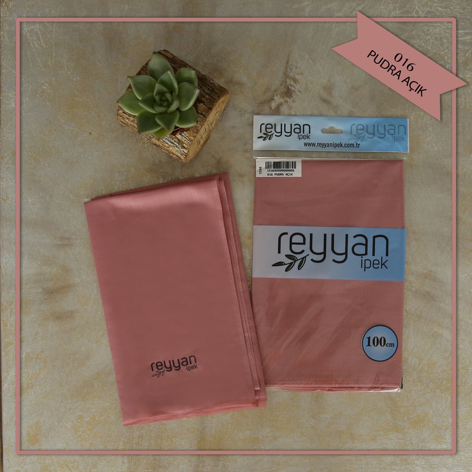 Reyyan Düz Renk Poşetli Yazma (Pudra Acık)