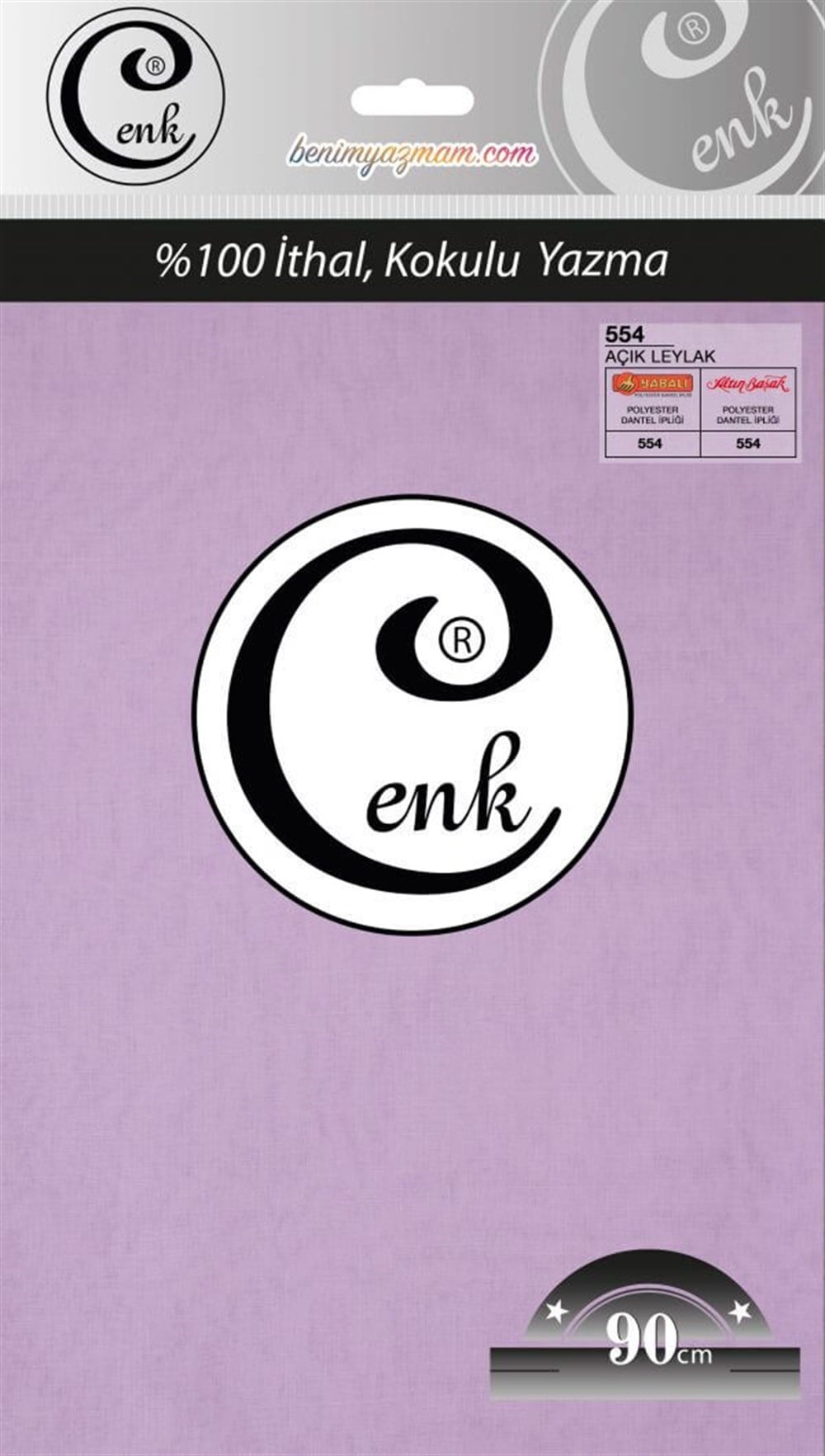 Cenk Düz Renk Poşetli Yazma (Açık Leylak)90cm-554