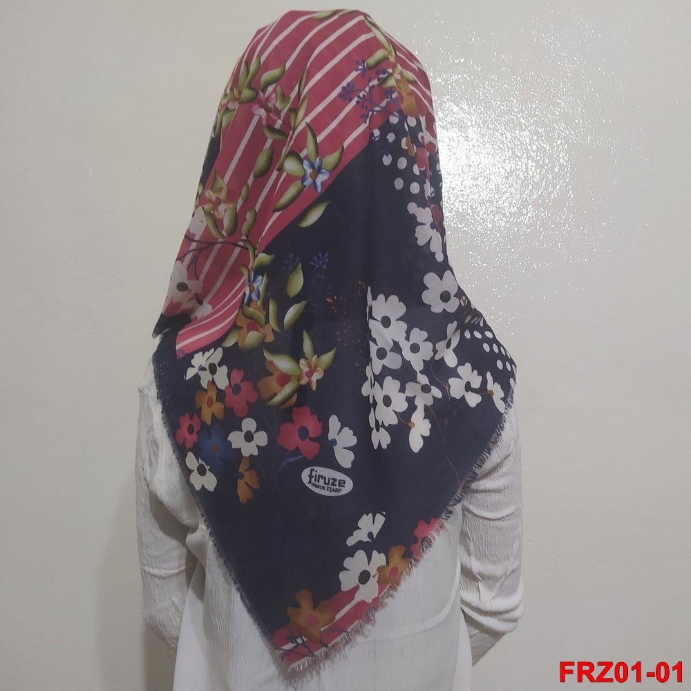 Firuze Flamlı Cotton Eşarp (frz01-01)