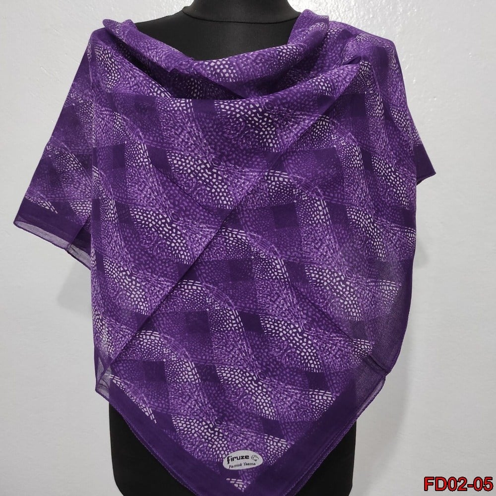 Firuze Kenarı Dikişli Pamuk Yazma(FD02-05)