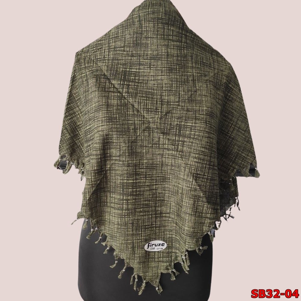 Firuze Sökme Boncuklu Cotton Eşarp(sb32-04)