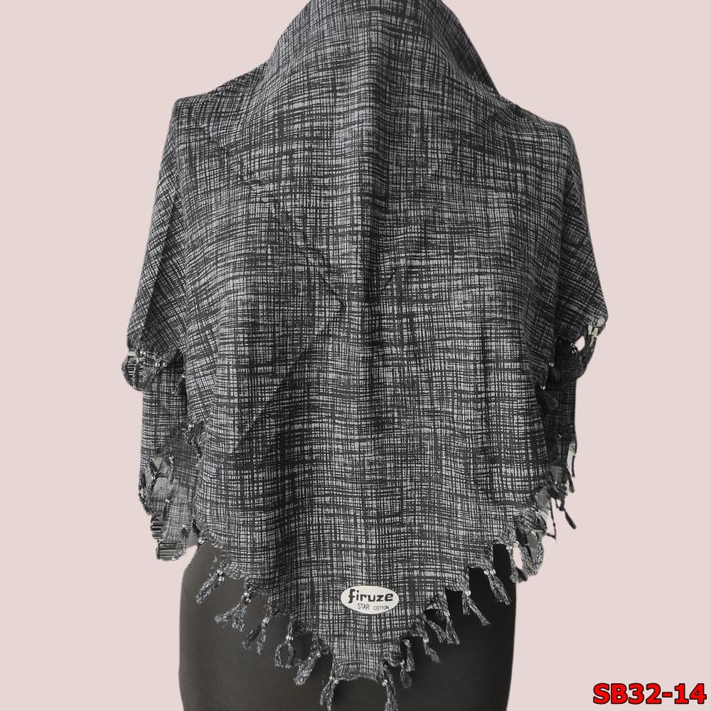 Firuze Sökme Boncuklu Cotton Eşarp(sb32-14)
