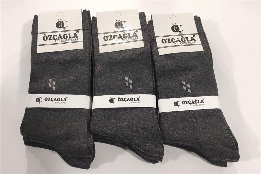 Özçagla Erkek Penye Soket Çorap 12'li Paket Füme(EC01-08)