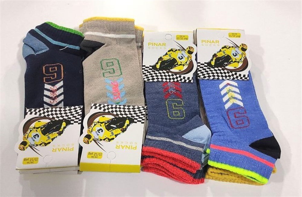 Pınar Erkek Çocuk Penye Patik Çorap 12'li Paket (Yaş:11-12) (CE01-05)
