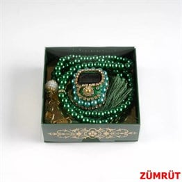 2li Taşlı Zikirmatik Tesbih Hediye Seti (Zümrüt)