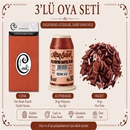 Cenk Düz Renk Poşetli Yazma Taba-Altınbaşak 20gr Polyester İpi-50gr Baget Oya Pulu