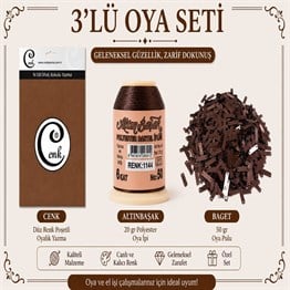Cenk Düz Renk Poşetli Yazma Karamel-Altınbaşak 20gr Polyester İpi-50gr Baget Oya Pulu