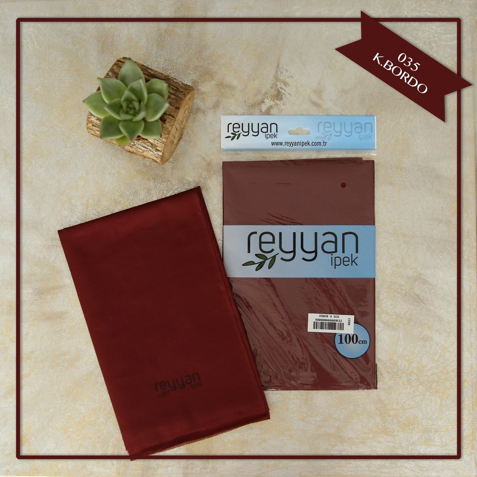 Reyyan Düz Renk Poşetli Yazma (K.Bordo)