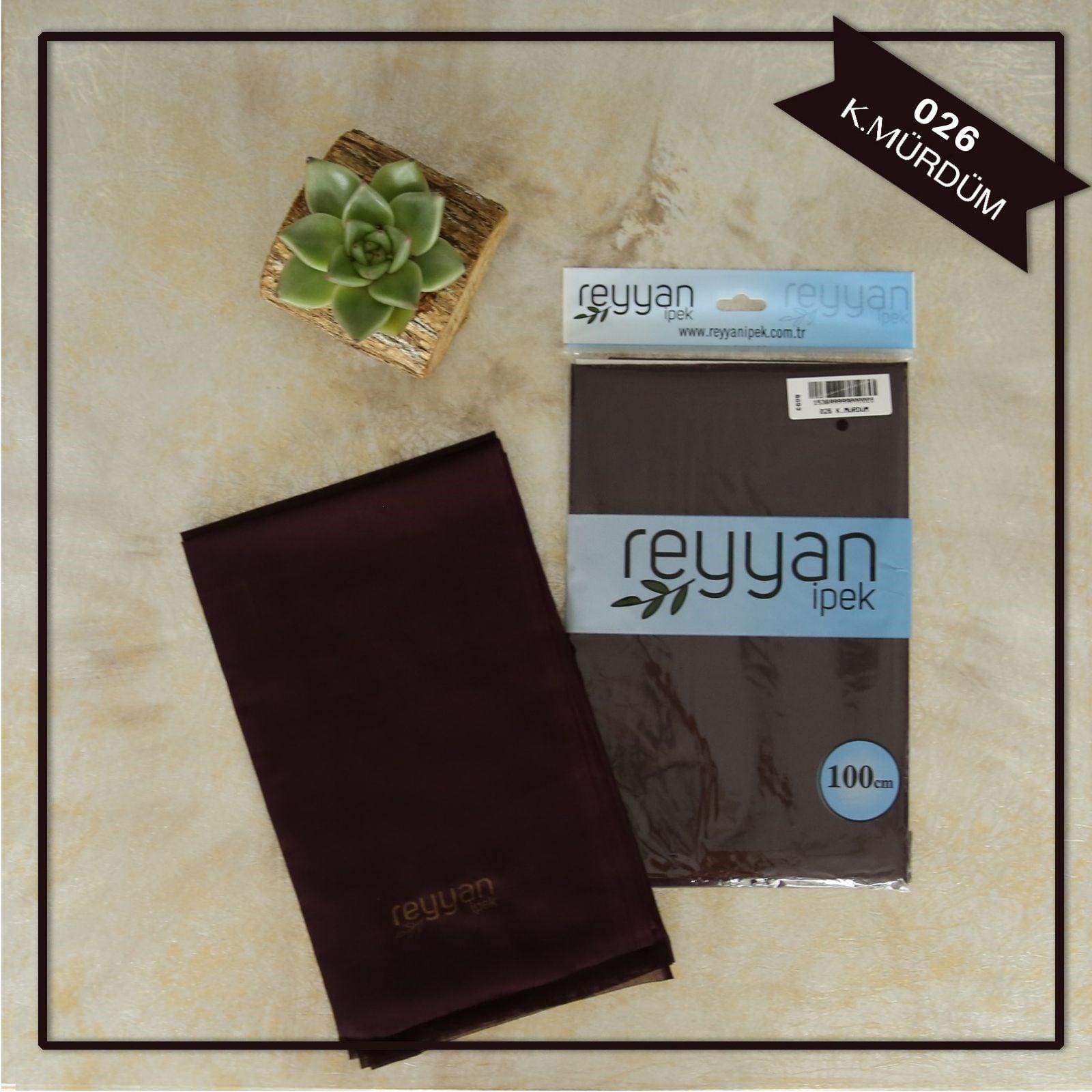 Reyyan Düz Renk Poşetli Yazma (K.Mürdüm)