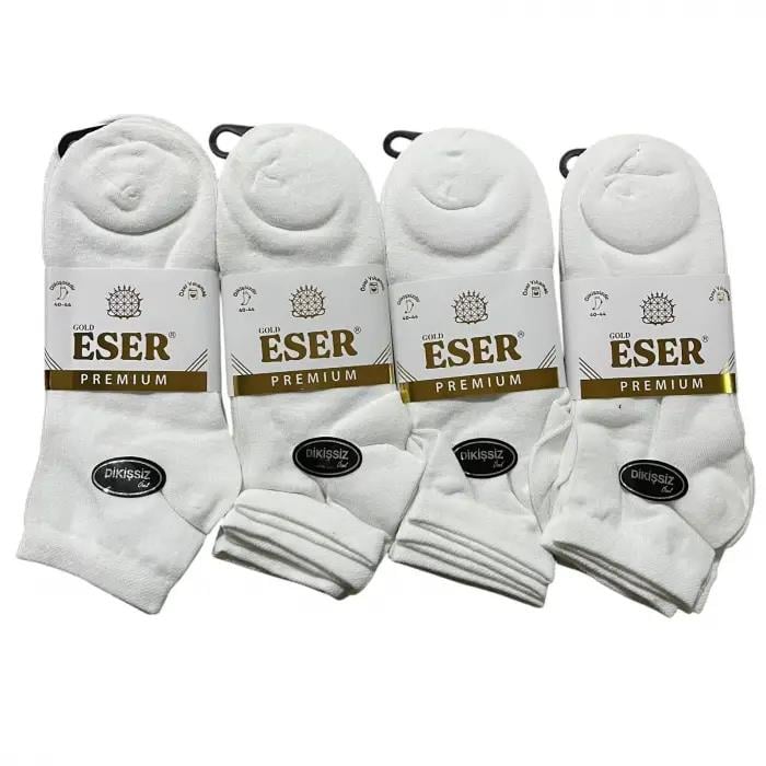 Eser Erkek Dikişsiz Patik Çorap 12'li Paket Beyaz (EÇ01-14)