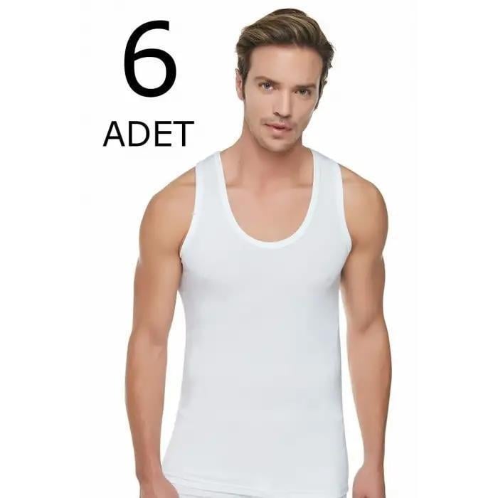 Tutku Erkek Askılı Atlet Beyaz 6 Adet(4 Beden)