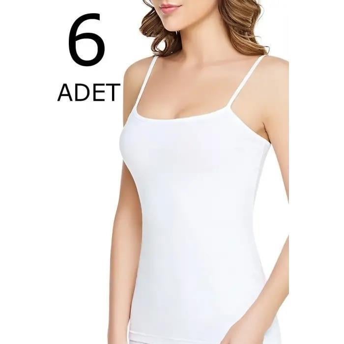 Tutku Kadın İp Askılı Atlet 6 Adet Beyaz (4 Beden) 