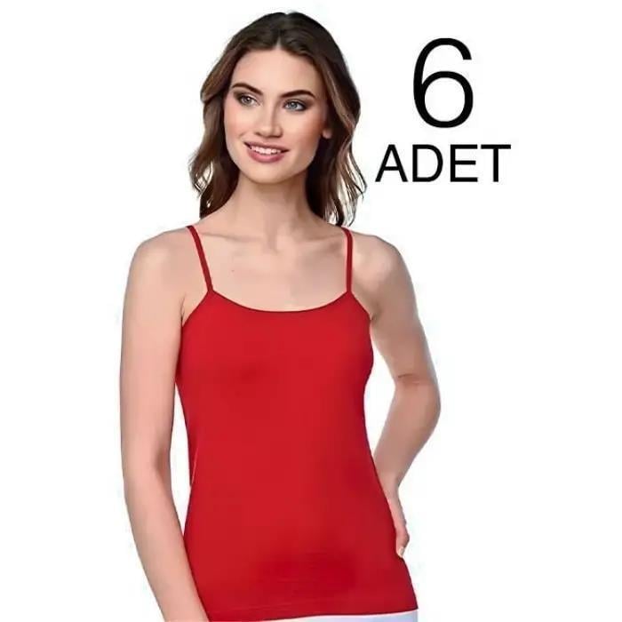 Tutku Kadın İp Askılı Atlet 6 Adet Kırmızı (6 Beden) 