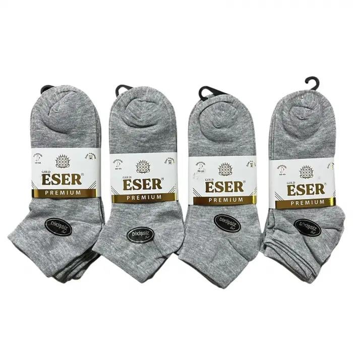 Eser Erkek Dikişsiz Patik Çorap 12'li Paket Gri (EÇ01-13)