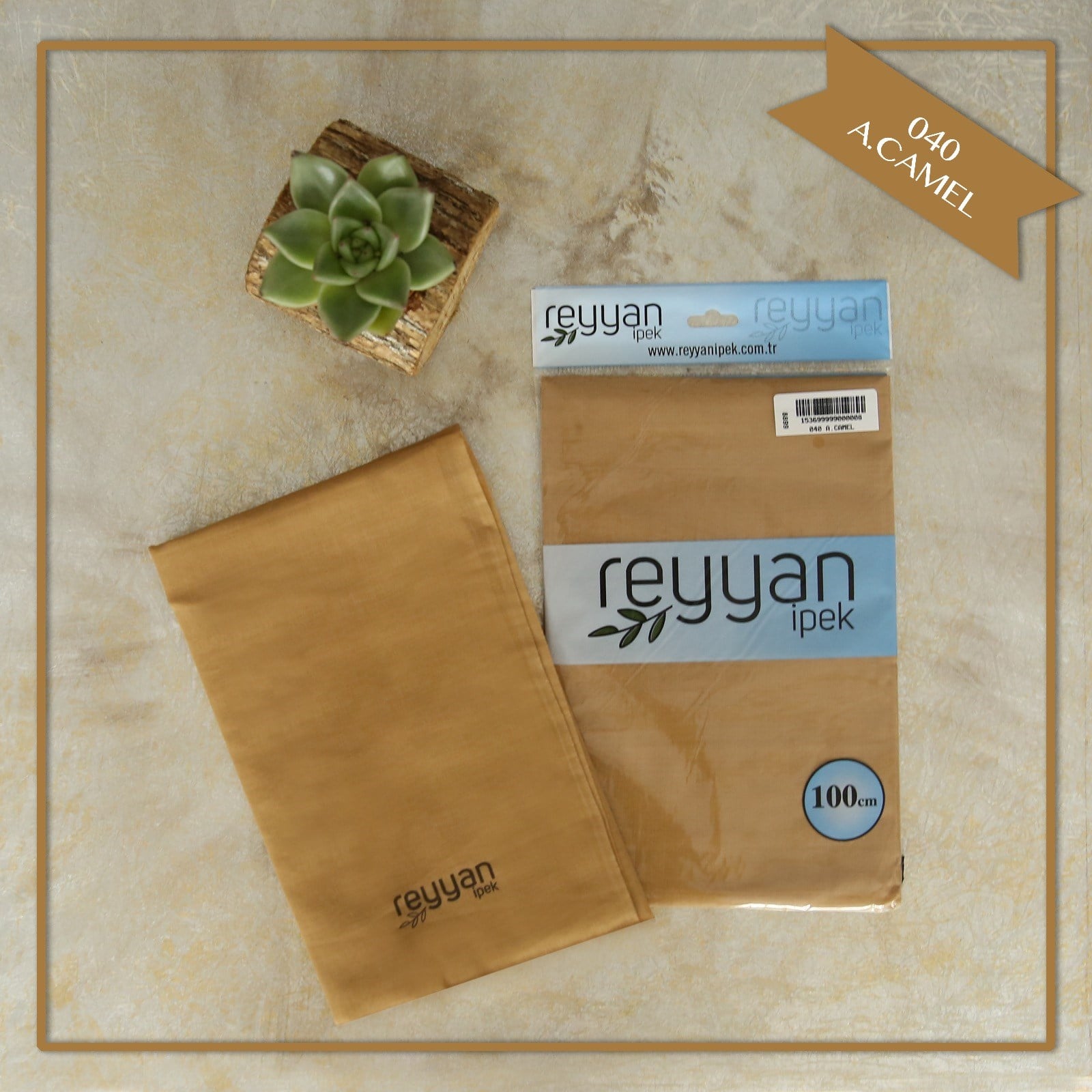 Reyyan Düz Renk Poşetli Yazma (A.Camel)