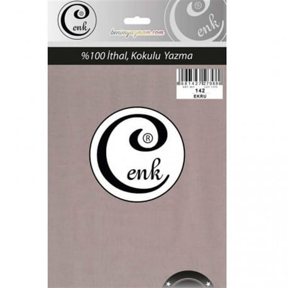 Cenk Düz Renk Poşetli Yazma (Ekru)90cm-142